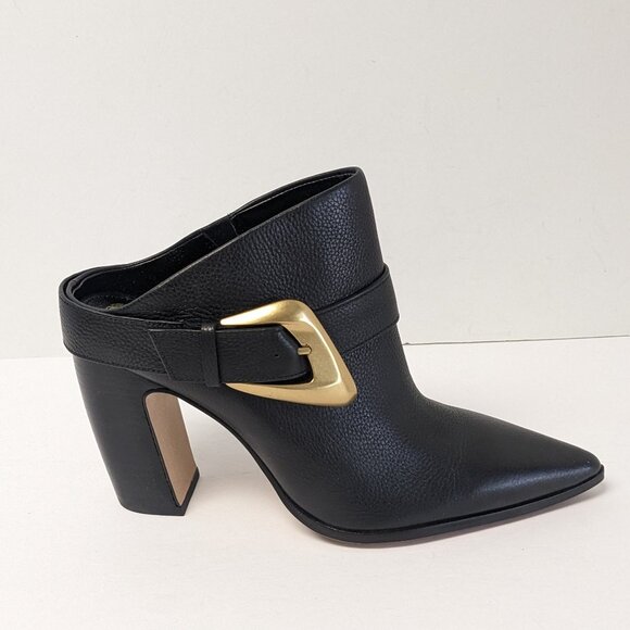 NWOB Vince Camuto Black Ankle Boots with Gold Buckle - Picture 2 of 7